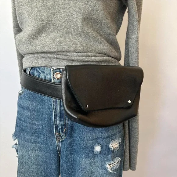 Free People Black Leather Belt Sling Bag. - Picture 5 of 11